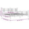 vidaXL gultas rāmis ar galvgali un kājgali, balts metāls, 183x213 cm