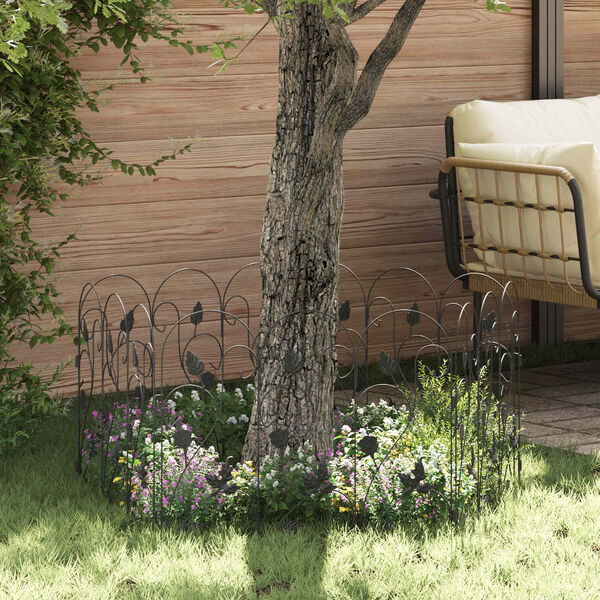 vidaXL Dārza žogs Režģa raksts Melna 307 x 54,5 x 0,3 cm