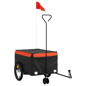 vidaXL velosipēda piekabe, 45 kg, melna un oranža, dzelzs