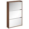 vidaXL apavu plaukts ar spoguli, 3 nodalījumi, ozolkoka, 63x17x102,5cm