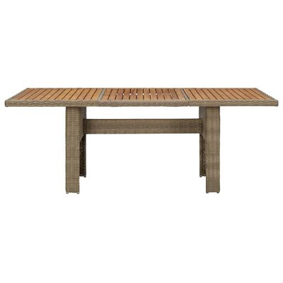 vidaXL dārza galds, 200x100x74 cm, brūna PE rotangpalma