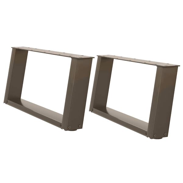 vidaXL kafijas galdiņa kājas, 2 gab., U-veida, dabīgs tērauds, 60x(30-31) cm