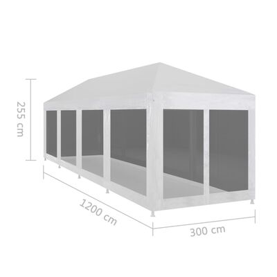 vidaXL svinību telts ar 10 sieta sienām, 12x3 m