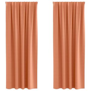 vidaXL Aizkari ar Gredzeniem, kas Aizliedz Gaismu 2 pcs Sarkanbrūns