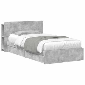 vidaXL Gultas rāmis ar uzglabā&scaron;anu Betona pelēks 90 x 190 cm