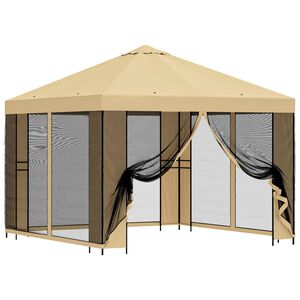 vidaXL Dārza paviljons ar sānu sienām 3 x 3 m Krēmkrāsa