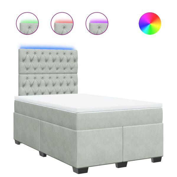 vidaXL atsperu gulta ar matraci, gai&scaron;i pelēka samts, 120x200 cm