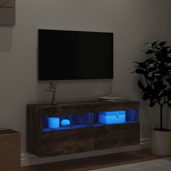 vidaXL TV plaukti ar LED lampiņām, 100x30x40 cm, ozolkoka krāsā
