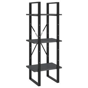 vidaXL 3-līmeņu grāmatu plaukts, pelēks, 40x30x105 cm, priedes koks