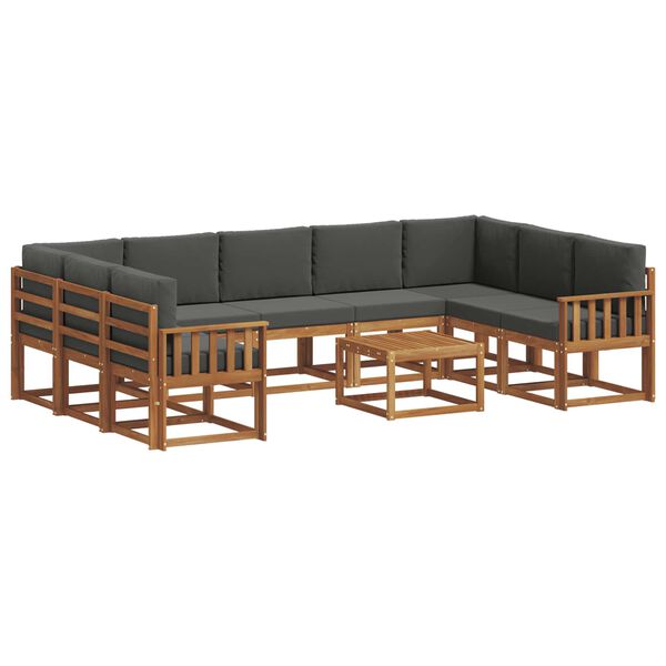 vidaXL Āra dīvānu komplekts ar spilvenu 10 pcs Dabisks un antracīts