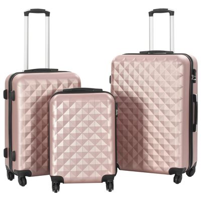 vidaXL cieto koferu komplekts, 3 gab., ABS, zeltaini rozā