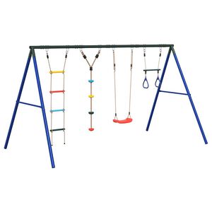 vidaXL āra &scaron;ūpoļu rāmis ar &scaron;ūpolēm, Trapeces, kāpnēm, disku &scaron;ūpolēm