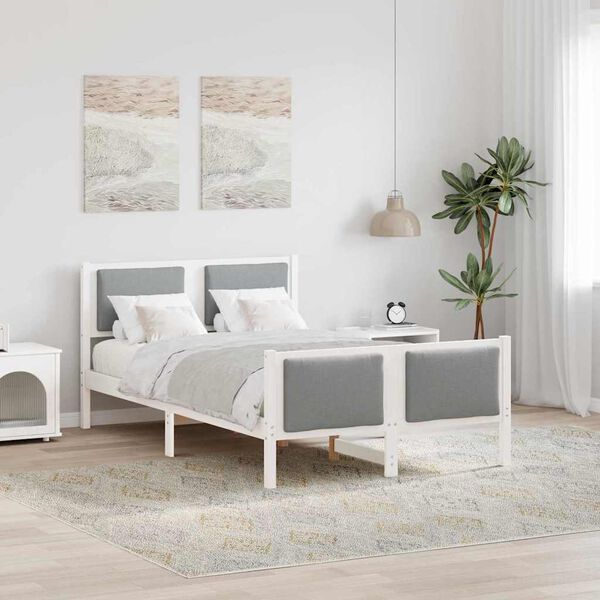 vidaXL Gultas rāmis ar galvas klāju Gai&scaron;i pelēks 120 x 200 cm audums