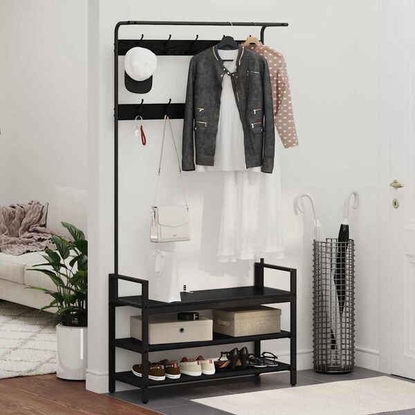 vidaXL Pakaramais Melns ozolkoks 95 x 34 x 184 cm Inženierijas koks