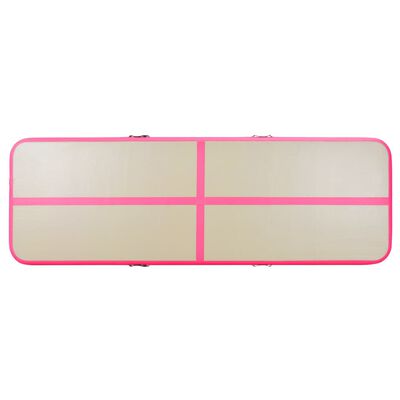vidaXL piepūšams vingrošanas paklājs ar pumpi, 300x100x10 cm, rozā PVC