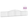 vidaXL arkveida gabiona grozi, 15 gb., 400x30x60/80 cm, cinkota dzelzs