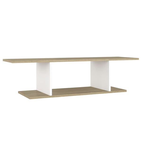 vidaXL sienas TV skapītis, balts, ozolkoka krāsā, 103x30x26,5 cm