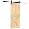 vidaXL Slīdo&scaron;ās durvis Dabiska un melna 85 x 210 cm Cieta priedes koks