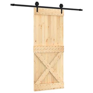 vidaXL Slīdo&scaron;ās durvis Dabiska un melna 85 x 210 cm Cieta priedes koks
