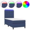 vidaXL atsperu gulta ar matraci, LED, zils audums, 90x190 cm
