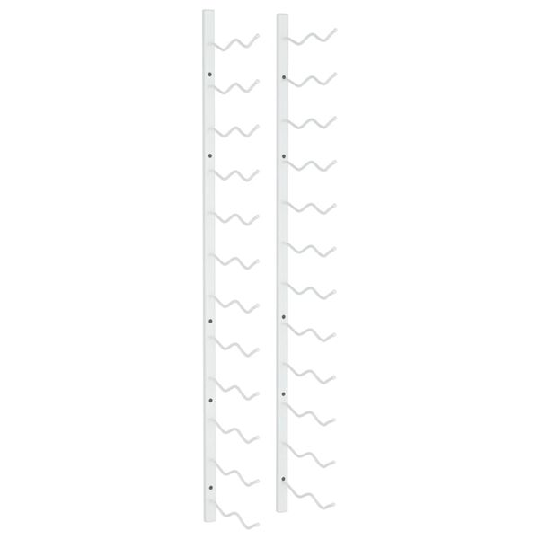 vidaXL sienas vīna pudeļu plaukts 24 pudelēm, balts, dzelzs