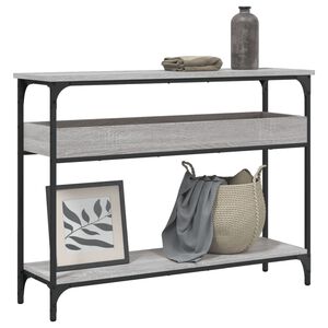 vidaXL konsoles galdiņ&scaron;, pelēka ozola, 100x29x75 cm, inženierijas koks