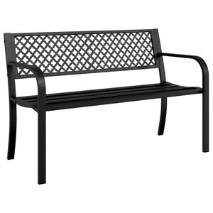 vidaXL dārza sols, 119 cm, melns tērauds