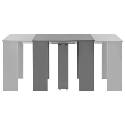 vidaXL izvelkams galds, 175x90x75 cm, spīdīgi pelēks