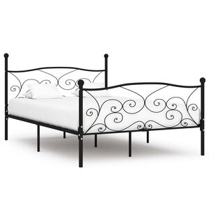 vidaXL gultas rāmis ar redeļu pamatni, melns, 140x200 cm, metāls