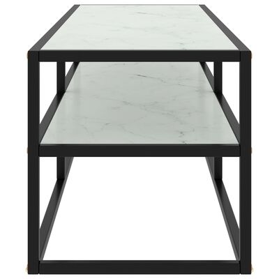 vidaXL TV galdiņš, melns, balts marmora raksts, 120x40x40 cm, stikls