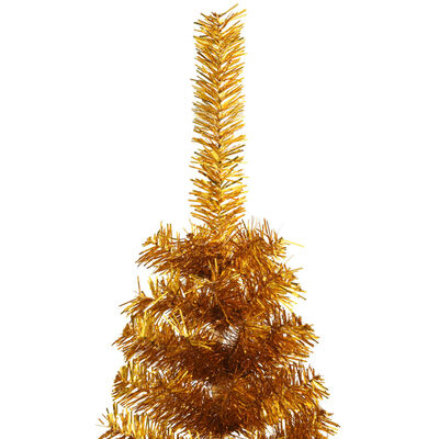 vidaXL mākslīgā Ziemassvētku egle ar statīvu, 120 cm, zeltaina, PET