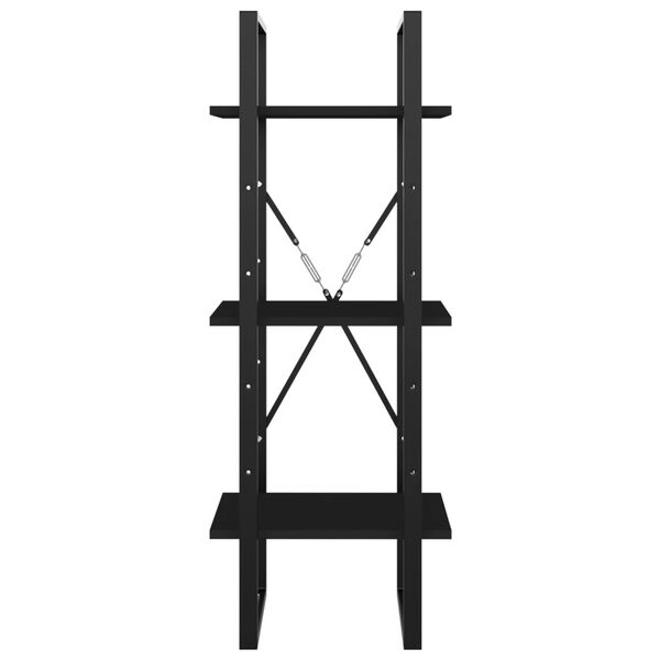 vidaXL 3-līmeņu grāmatu plaukts, melns, 40x30x105cm, inženierijas koks
