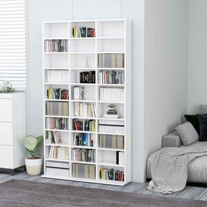 vidaXL CD plaukts, balts, 102x23x177,5 cm, inženierijas koks