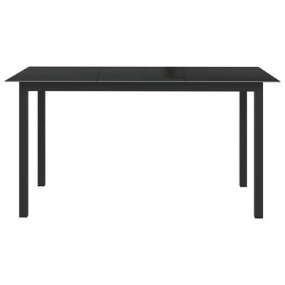 vidaXL dārza galds, melns, 150x90x74 cm, alumīnijs un stikls