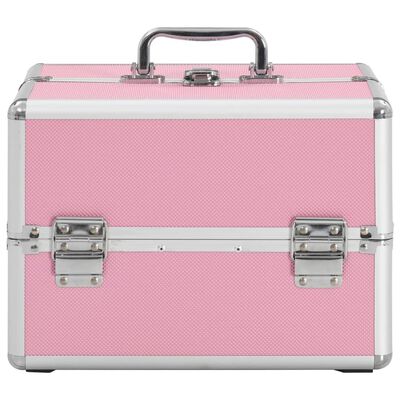 vidaXL kosmētikas koferis, 22x30x21 cm, alumīnijs, rozā