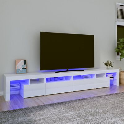 vidaXL TV skapītis ar LED apgaismojumu, spīdīgi balts, 260x36,5x40 cm