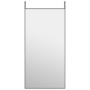 vidaXL durvju spogulis, melns, 50x100 cm, stikls un alumīnijs