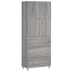 vidaXL augstais skapis, pelēks, 69,5x34x180 cm, inženierijas koks