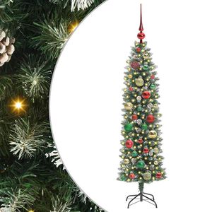 vidaXL Mākslīgs slaids Ziemassvētku koks Zaļ&scaron; un balts 120 cm