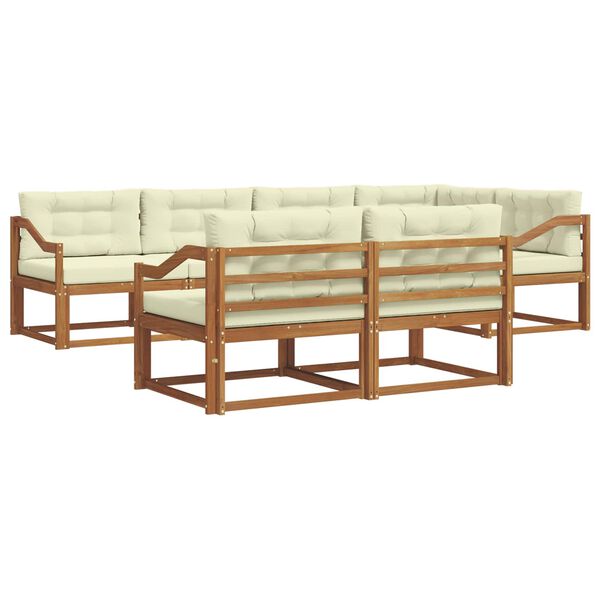 vidaXL Āra dīvānu komplekts ar spilvenu 7 pcs Dabisks un krējuma