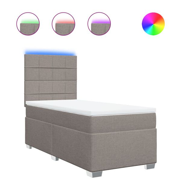 vidaXL atsperu gultas rāmis ar matraci, pelēkbrūns, 80x200 cm, audums