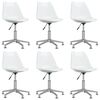vidaXL grozāmi virtuves krēsli, 6 gab., balta mākslīgā āda