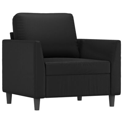 vidaXL atpūtas krēsls ar kājsoliņu, 60 cm, melna mākslīgā āda