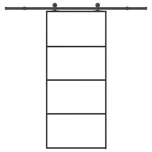 vidaXL bīdāmās durvis ar stiprinājumiem, stikls, alumīnijs, 90x205 cm