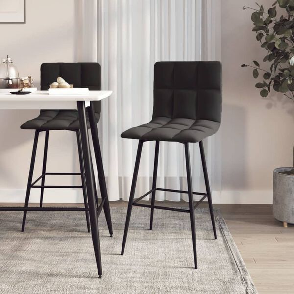 vidaXL bāra krēsli, 2 gab., melns samts