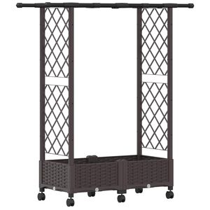 vidaXL Pacelta gulta ar treliem un jumtu Brūna 122,5 x 40 x 127 cm PP