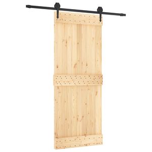 vidaXL Slīdo&scaron;ās durvis Dabiska un melna 85 x 210 cm Cieta priedes koks