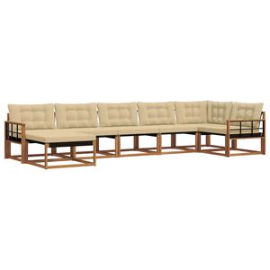 vidaXL Āra dīvānu komplekts 21 pcs Dabisks un bē&scaron;s Cietā akācijas koks