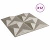 vidaXL Sienas paneļi 12 pcs Origami Betons 50 x 50 cm XPS Putu