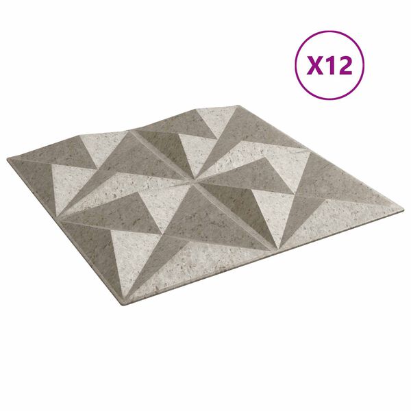 vidaXL Sienas paneļi 12 pcs Origami Betons 50 x 50 cm XPS Putu